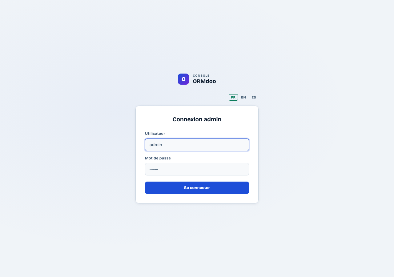 Page de connexion ORMdoo