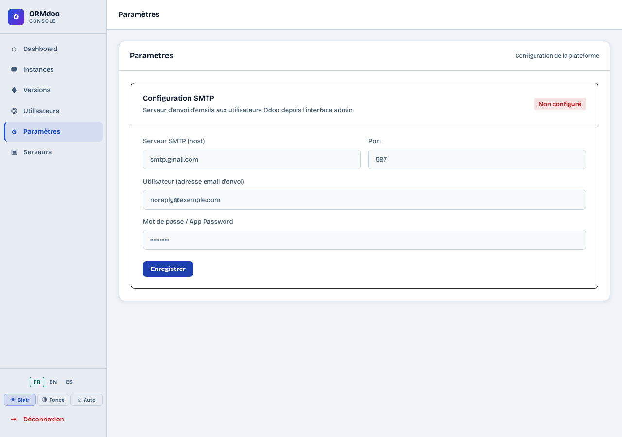 Configuration SMTP